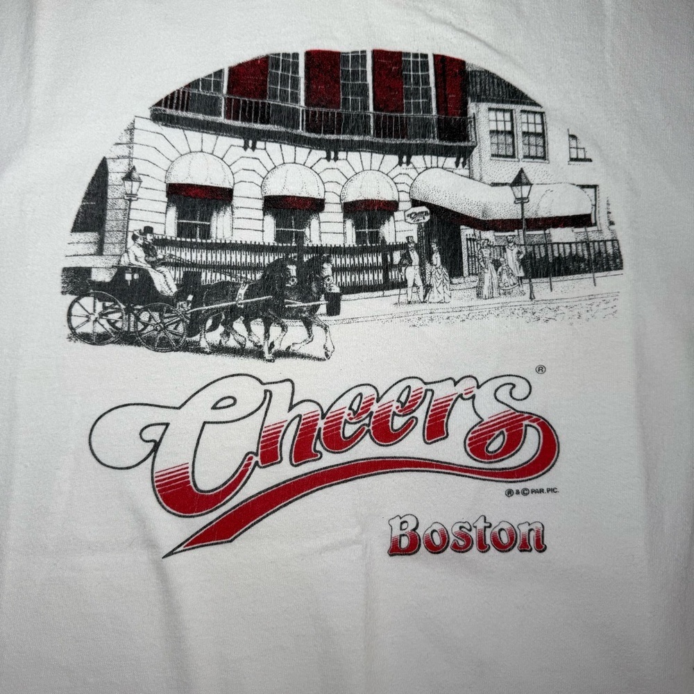 Vintage Cheers Boston Bar TV Show T Shirt Size XL Hanes Heavyweight Made in USA - Picture 2 of 5